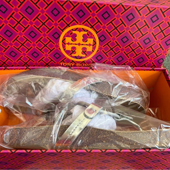 Tory Burch Miller Cloud Metallic Silver Cork Sole Sandals US7 - Picture 4 of 14